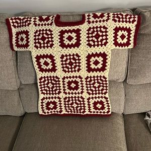 Handmade Crochet Granny Squares T-Shirt with Customizable Orders Available